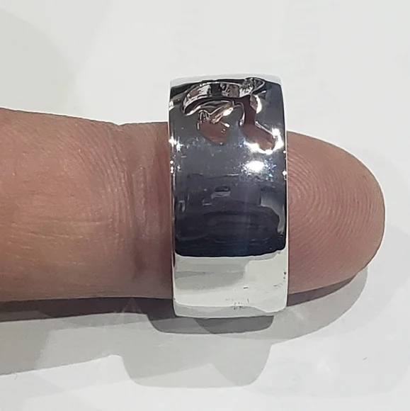 Elegant 925 Silver Filled Openwork Sickle Men & Women Ring Size 7 - Picture 8 of 8